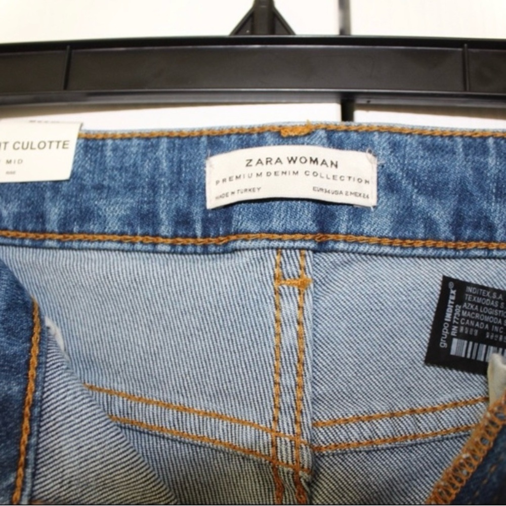 NWOT Zara Premium Denim Collection Culottes in Malibu Blue - Picture 3 of 4